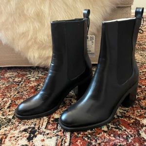 Black faux leather Zara boots